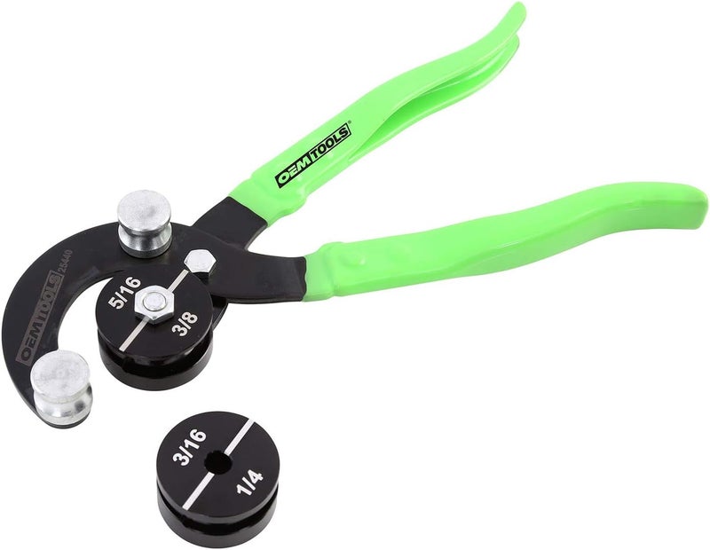 OEMTOOLS 25440 Professional Tube Bending Pliers, Stainless Steel Brake Line Bender Tool, 5/16", 3/8", 3/16", and 1/4" Manual Pipe And Tube Bender - Image 1