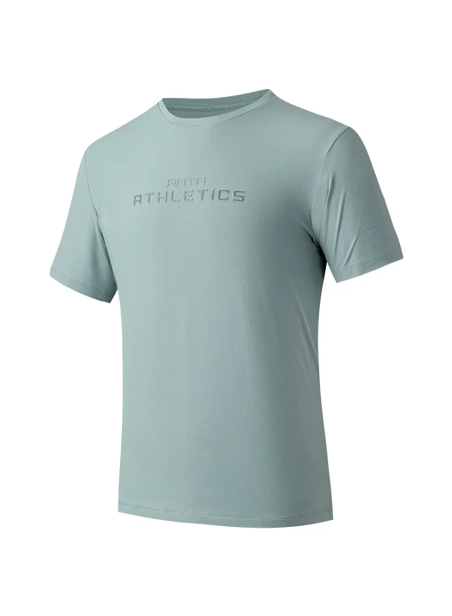 ANTA Men's Regular Fit Green Workout Training Commute Short Sleeve Tee