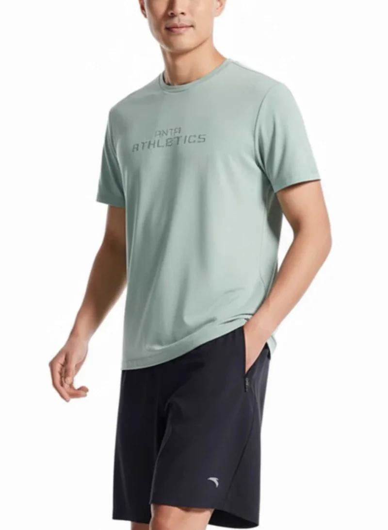 ANTA Regular Fit Green Workout Training Commute Short Sleeve Tee