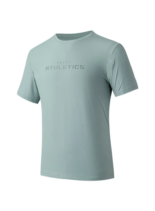 ANTA Regular Fit Green Workout Training Commute Short Sleeve Tee