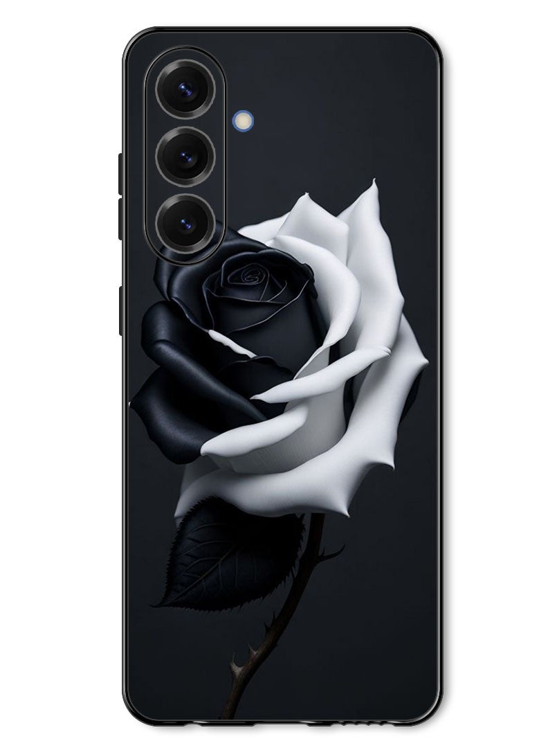 Theodor Case Compatible with Samsung Galaxy A17/ M17 6.7 Inch Protection Shockproof Bumper Cover Black and White Rose - Image 1
