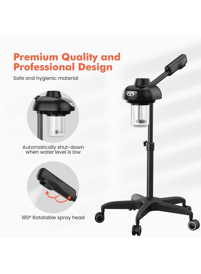 TASALON Facial Steamer on Wheels - Face Steamer for Professional Skin Rejuvenation, Facial Steamer Kit for Home, Spa, Beauty Clinic - Warm Mist, Ozone Face Humidifier - Pore Opener and Skin Cleanser  - Image 3