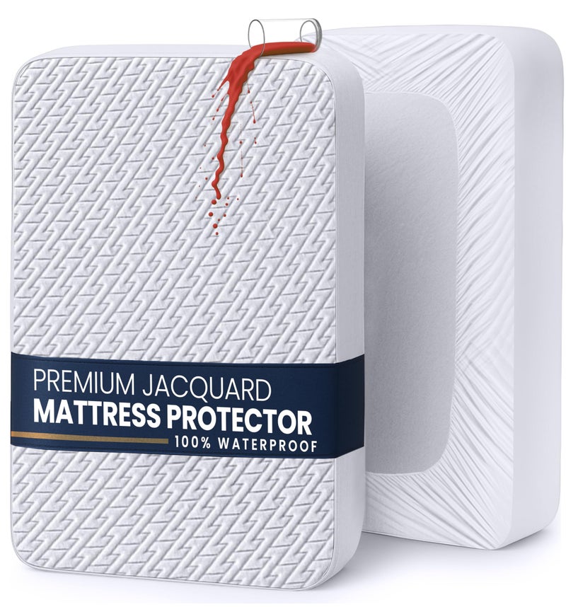 Utopia Bedding Waterproof Mattress Protector Queen Size Premium 3D Air Soft Fabric Mattress Cover Fits 17 Inches Deep Breathable Fitted Style with Stretchable Pockets