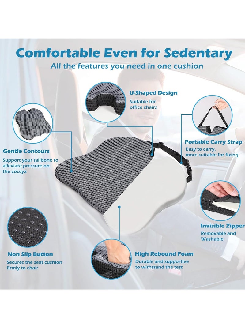 XiuWoo Breathable Memory Foam Wedge Shape Seat Pillow, Office Seat Cushion, Booster Seat Pad for Car Seat Driver to Improve Driving View for Car Home Office  - Image 2