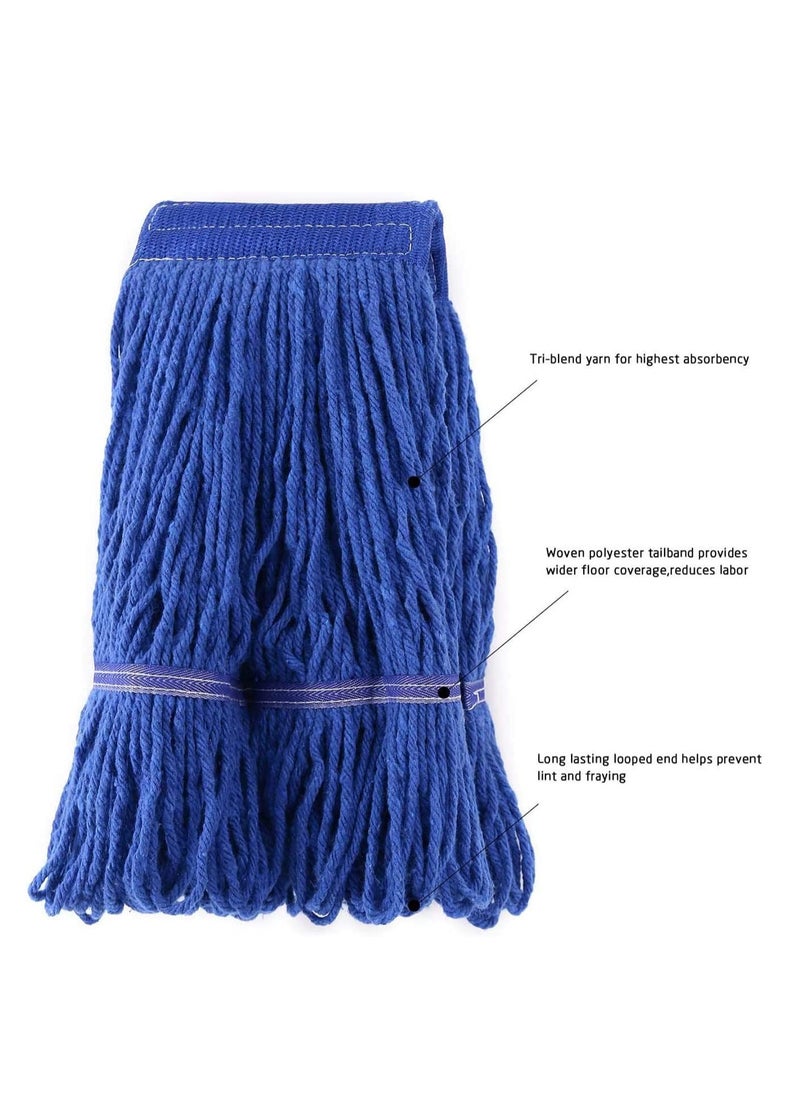 SYOSI - Ocedar Sponge Mop Refill Loop-End Cotton String Mop Head, Heavy Duty String Mop Refills, 6 Inch Headband, Mop Head Replacement for Home, Industrial and Commercial Use (Blue) - Image 1