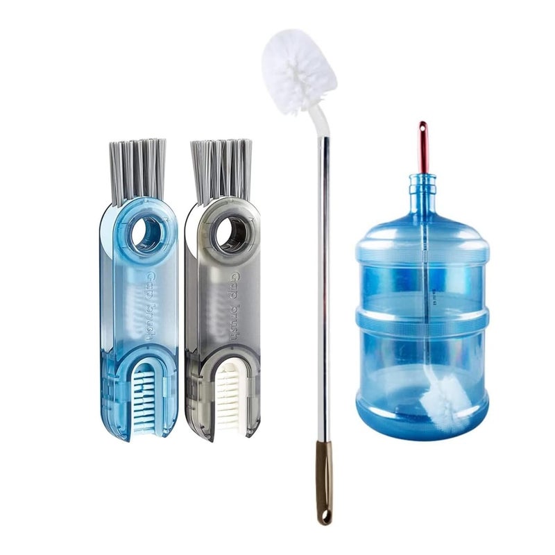 FASHRAMP 3 in 1 Multifunctional Cleaning Brush Water Bottle Cleaner Brush Set 25 Long Bottle Brush 3 5 Gallon Bottle Cleaner Brush Nylon Bristles and Stainless Steel Handle Combo 3 - Image 1