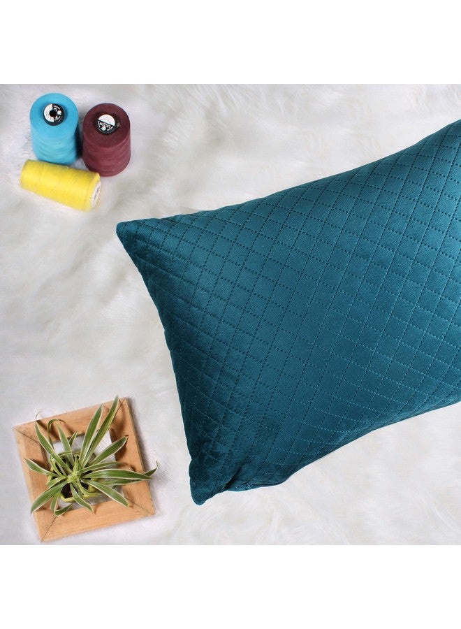STITCHNEST مجموعة من 2 غطاء وسادة | مخمل مبطن | أخضر كاسلتون | مظهر ناعم وعالي الجودة | 12x18 بوصة | مناسب للأريكة وديكور غرفة المعيشة - Image 3