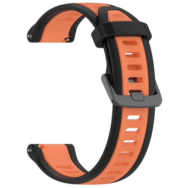 erorex For Amazfit Pop 20Mm Two-Color Textured Silicone Watch Band(Orange+Black) - Image 2