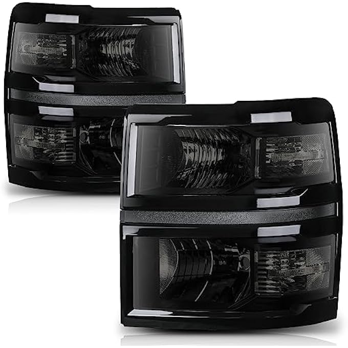 M-AUTO Headlights Assembly Factory Style Replacement For 2014 2015 14 15 Chevrolet Silverado 1500 Left And Right Driver And Passenger Side Chrome Housing Clear Corner Headlamp - Image 2