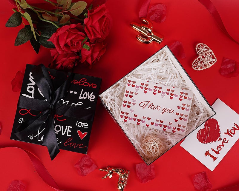 Jaywayang 5 Pack Black Valentine Gift Boxes with Lids, Ribbons and Tissue Papers Square Gift Boxes - 7.1 Inch - Presents Wrapping Valentine's Day Decoration Birthday Anniversary Party Favor Boxes. - Image 5