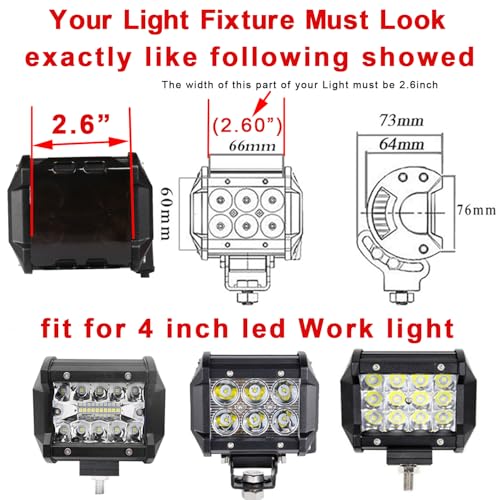 VKBYNG 2PCS 4 Inch Led Pods Light Covers Off Road Lights Cover Light Bar Lens Cover Protective Dustproof Covers for ATV UTV SUV Truck 4" LED Work Lights Fog Lights Driving Lampshade(2PCS Smoke Black Covers) - Image 5