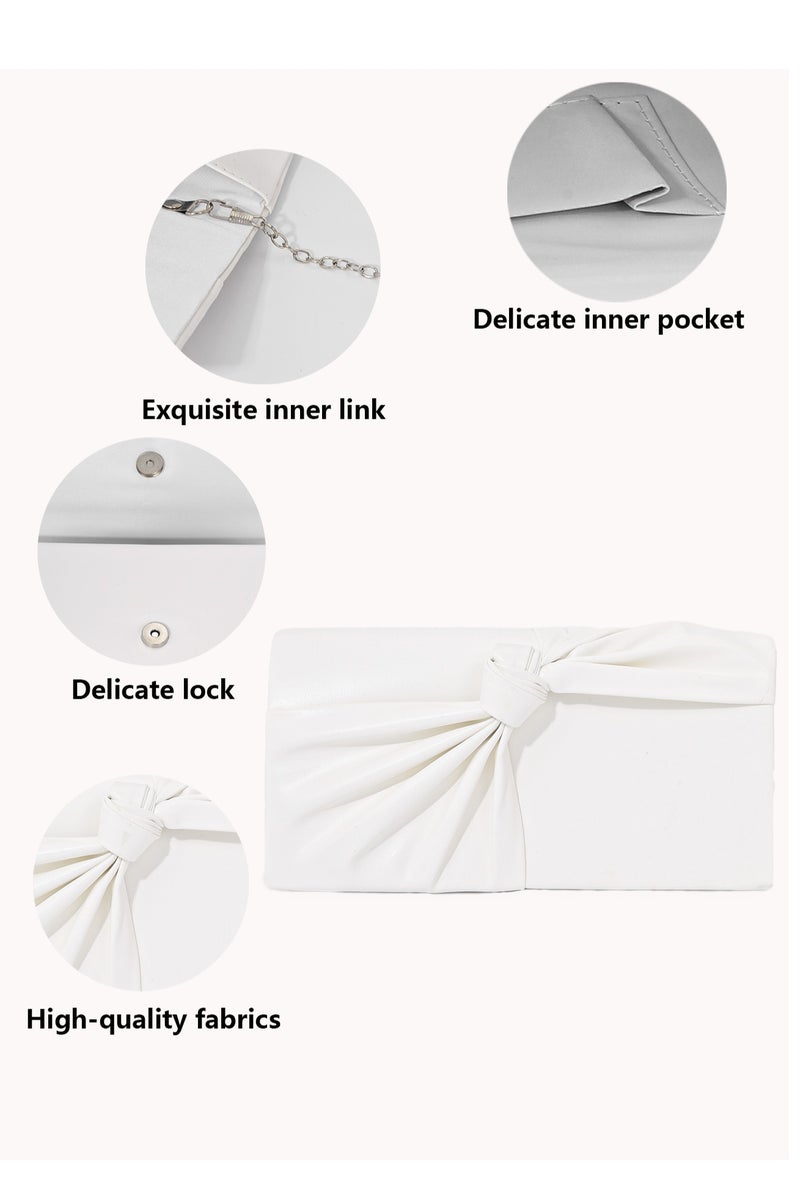 Women's popular simple crinkle white clutch for parties, meetings and wedding dinner clutches, fashionable luxury designer products  - Image 2