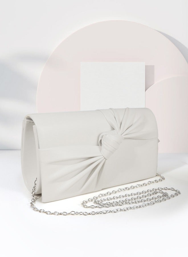 Women's popular simple crinkle white clutch for parties, meetings and wedding dinner clutches, fashionable luxury designer products  - Image 4