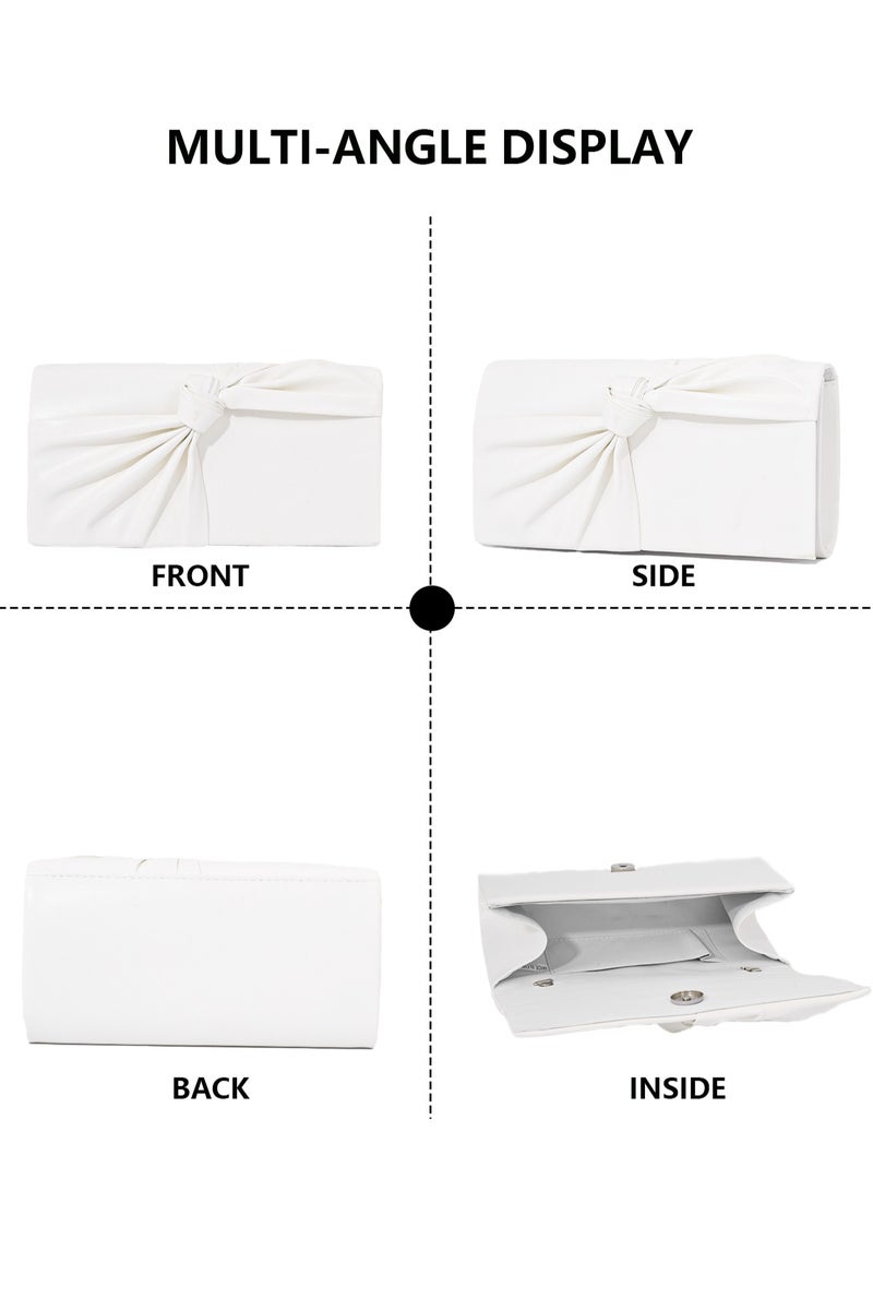 Women's popular simple crinkle white clutch for parties, meetings and wedding dinner clutches, fashionable luxury designer products  - Image 3