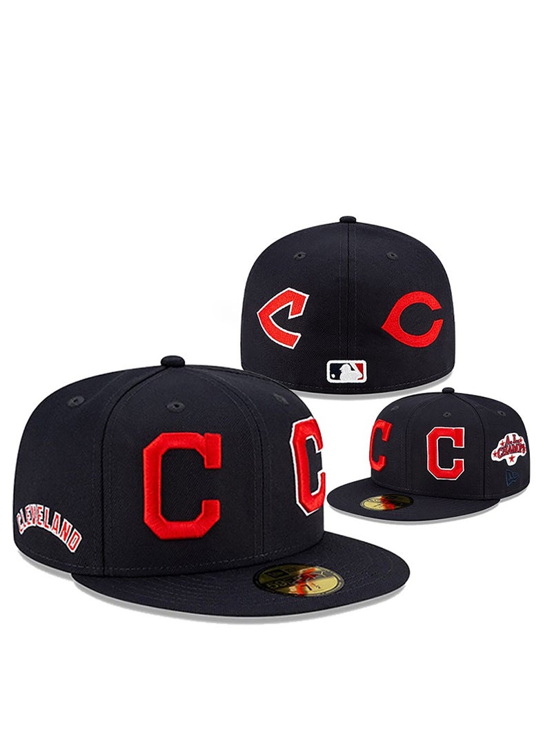 NEW ERA Cleveland Team Fitted Hat - AA Grade, Black with Red Emblems-63.5cm 