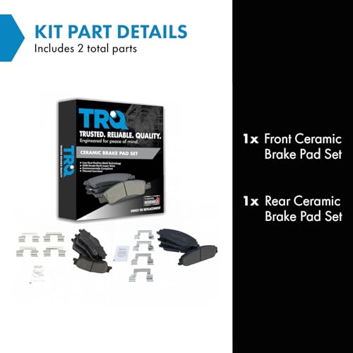 TRQ Front & Rear Brake Pads Ceramic Compatible with 2008-2009 Pontiac G8 - Image 2