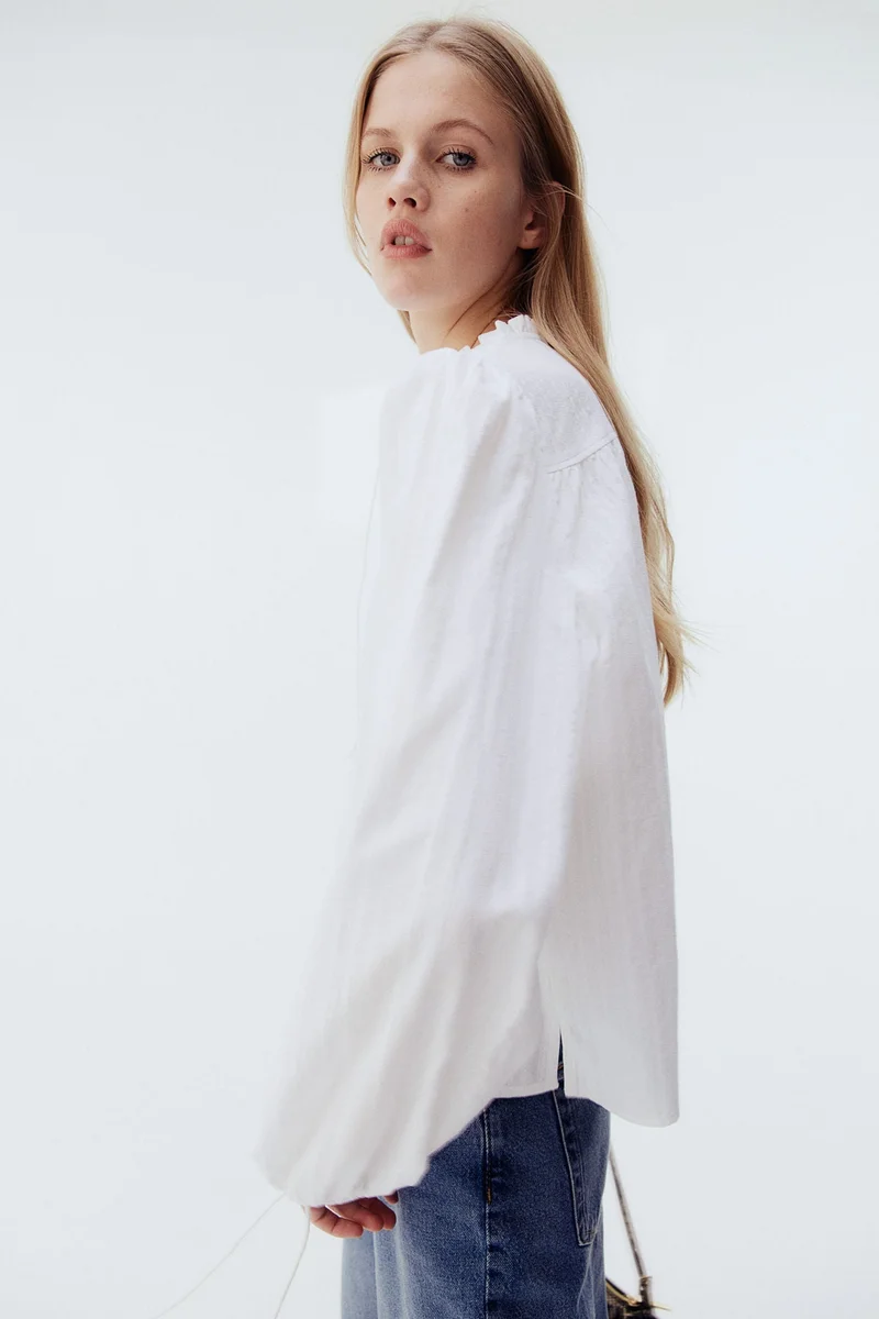 H&M Tie-detail cotton blouse
