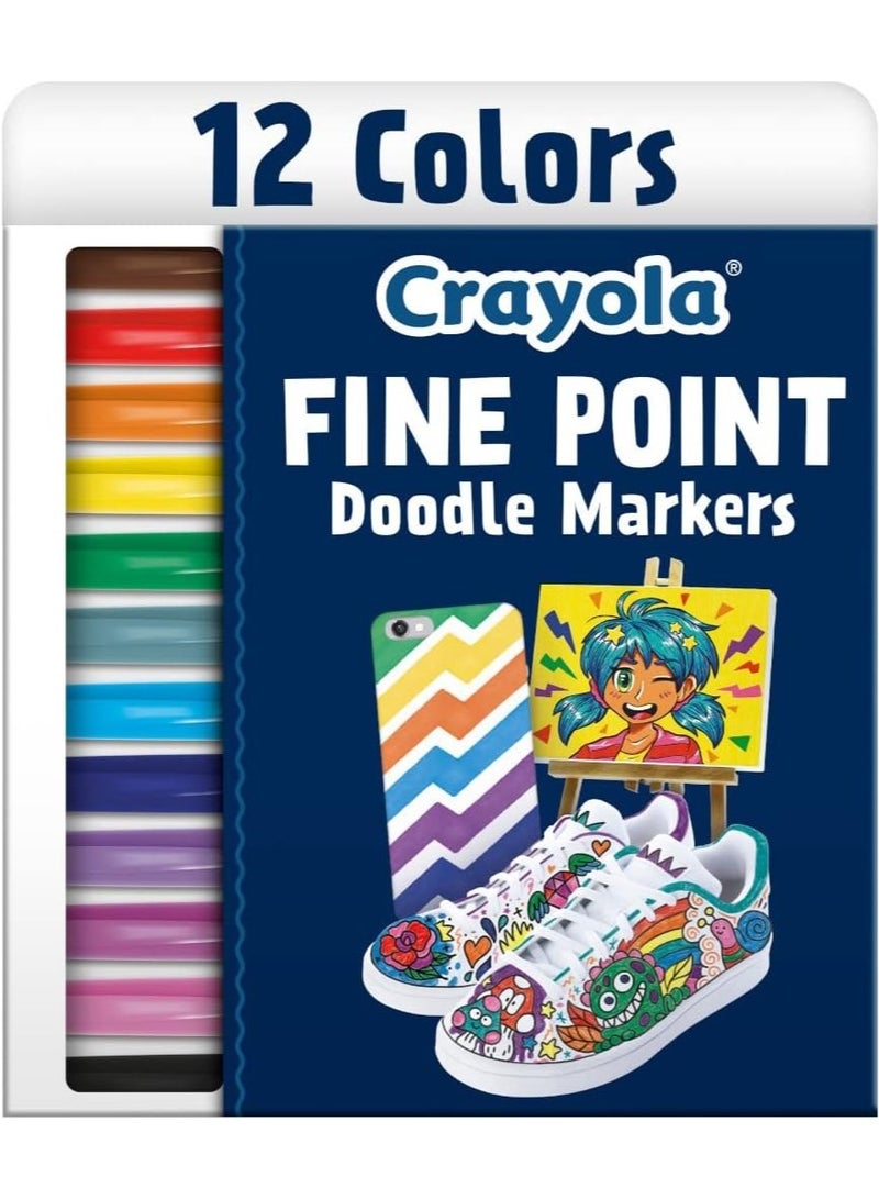 كرايولا أقلام تلوين كرايولا دودل ذات رأس رفيع، 12 قطعة - Image 1