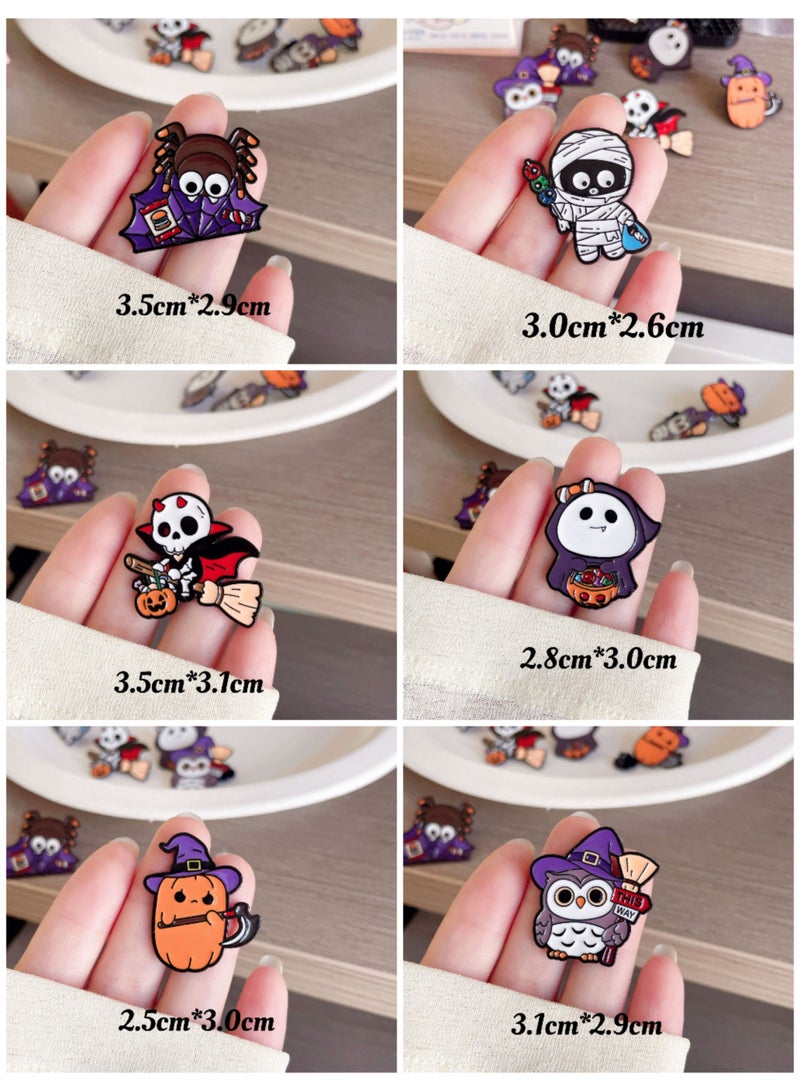 6pcs Halloween Cute Enamel Brooch Pin Set – Funny Pumpkin, Mummy, Owl & Spider Badges for Costume Party Accessories - Image 2