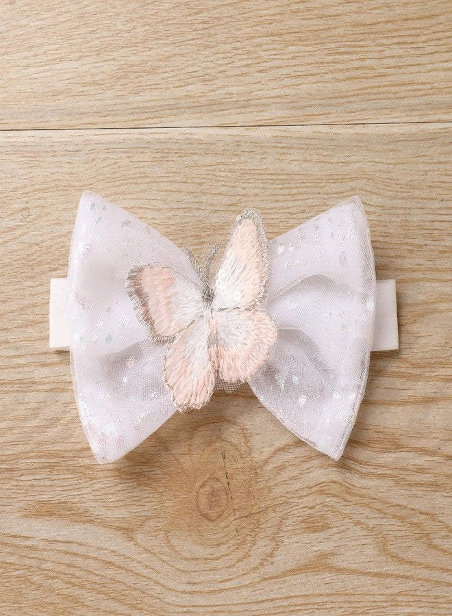 IBAKOM Baby Girl Butterfly Romper Dress Toddler Sparkly 1st Birthday Cake Smash Outfits Infant Ruffle Sleeve Christening Baptism First Communion Dresses Newborn Pageant Clothes White 6-9 Months - Image 4