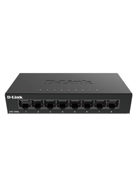 D-Link Ethernet Switch, 8 Port Gigabit Unmanaged Desktop Plug and Play Sturdy Metal Housing Fan less Design EEE (DGS 108GL)