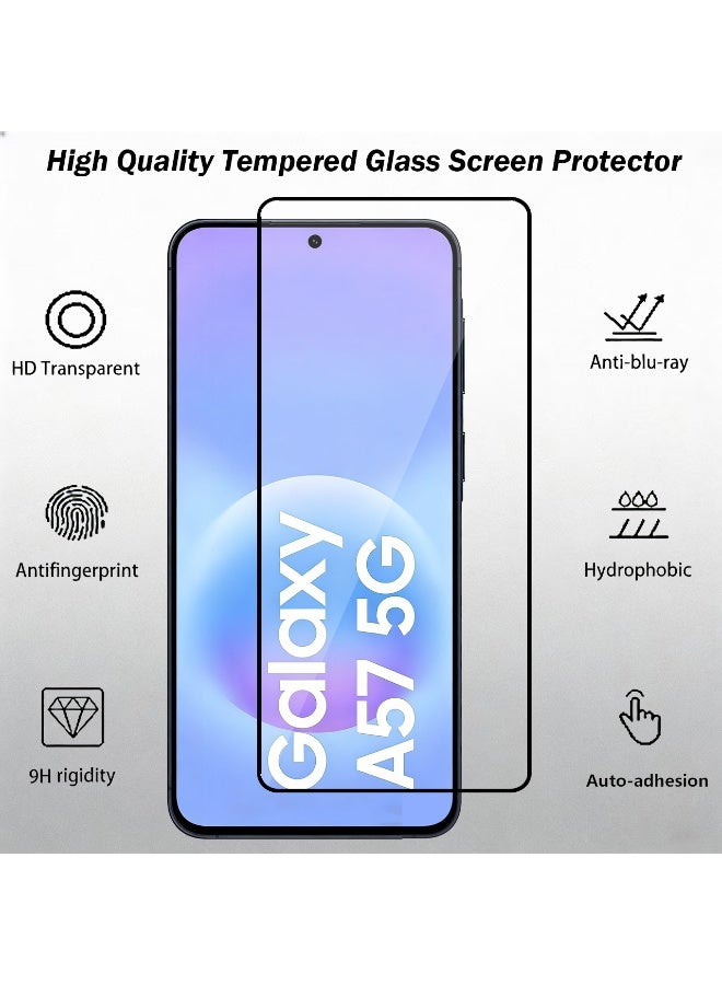 Wechdo 2 Pack for Samsung Galaxy A57 5G Premium Tempered Glass Screen Protector, 1 Pack Front Screen Protector and 1 Pack Camera Lens Film, with 9H Hardness, Anti-Fingerprint, Anti-Shatter, Bubble-Free & Easy Installation - Image 3