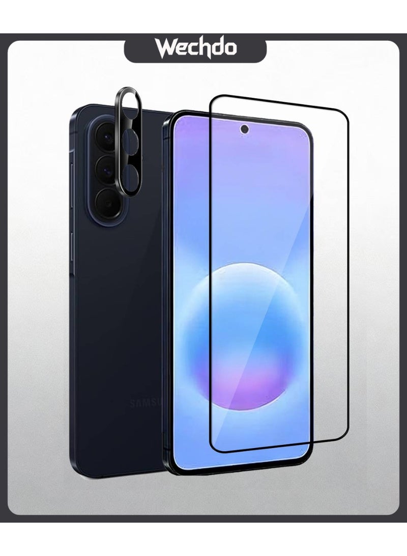 Wechdo 2 Pack for Samsung Galaxy A57 5G Premium Tempered Glass Screen Protector, 1 Pack Front Screen Protector and 1 Pack Camera Lens Film, with 9H Hardness, Anti-Fingerprint, Anti-Shatter, Bubble-Free & Easy Installation - Image 1