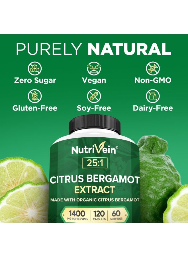 Nutrivein Premium Citrus Bergamot Supplement 1400mg 25:1 Bergamia Extract - 60 Day Supply (120 Capsules) - Image 2