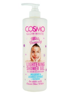 COSMO Cosmo Glow White Miss Beauty Lightening Shower Gel 1000ml, Mulberry & Licorine Extract, Help to Decrease the Look of Dark Spots, Gently Cleanses  - Image 1
