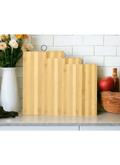MOMENT 3Pack Bamboo Wood Cutting Chopping Set Serving Board With Stainless Steel Handle Suitable For Meat, Vegetables And Cheese -3 Size: [26 * 16Cm / 30 * 20Cm / 34 * 24Cm]  - Image 4