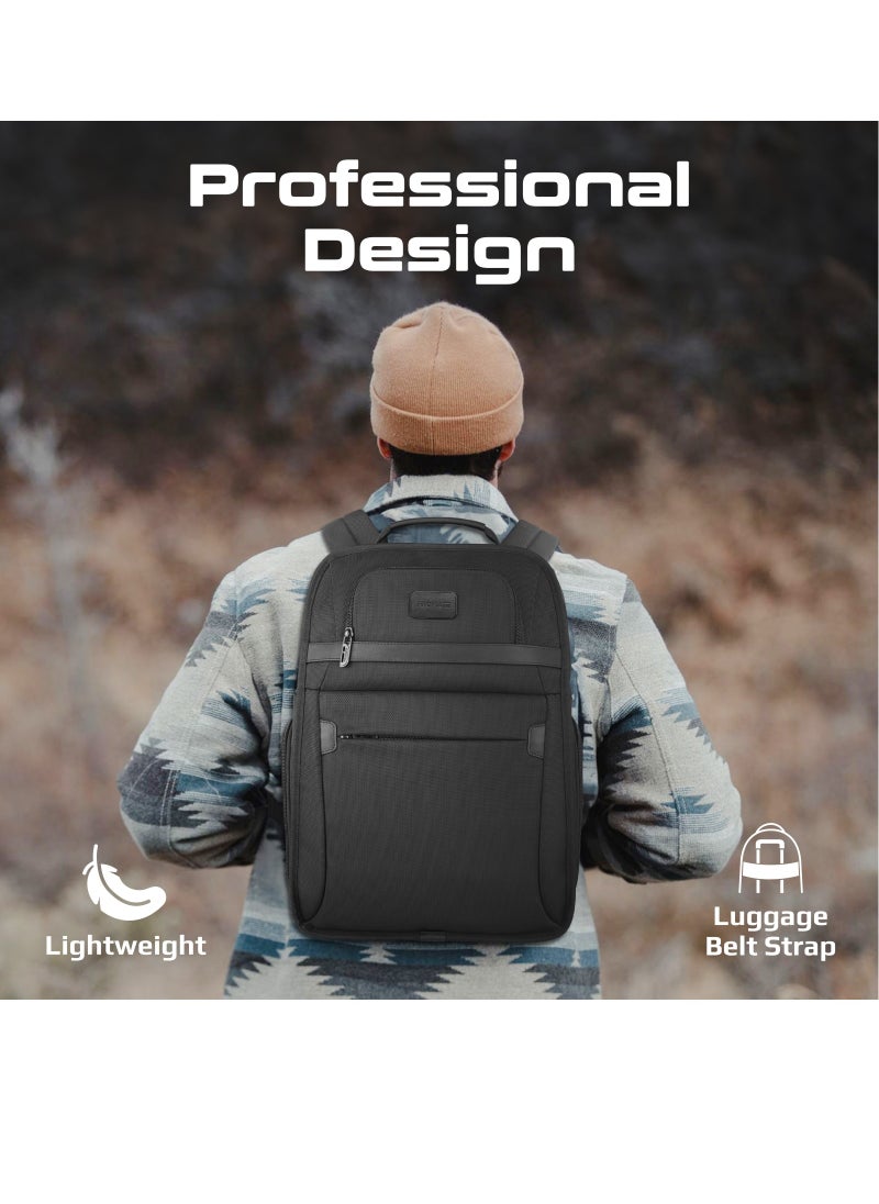 PROMATE - Promate Premium Backpack, Lightweight 15.6-inch Laptop Bag with Spacious Compartments, Luggage Belt Strap, Mesh Straps, Durable Make, and Quick Access Pockets, Paramount-BP - Image 1