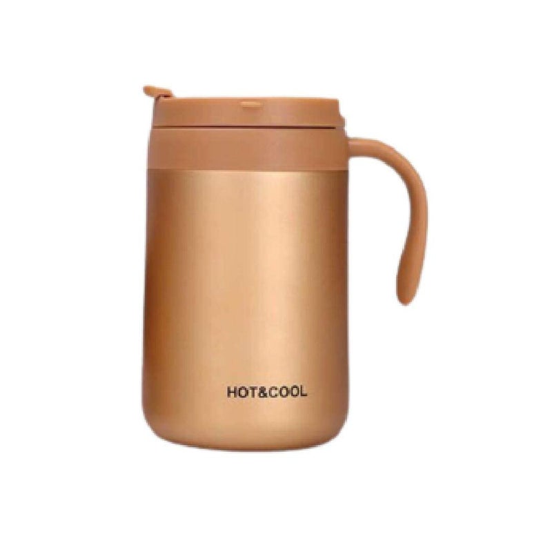HENIJ 1 Pcs 500 Ml Stainless Steel Coffee Mug Cup with Lid and Handle Double Wall Vacuum Insulated Coffee TumblerGold - Image 1