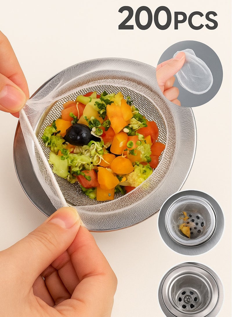 أكياس مصفاة حوض المطبخ الشبكية - 200 قطعة أكياس فلتر مصفاة حوض المطبخ للاستخدام مرة واحدة لتصريف الحوض لجمع نفايات الطعام والقمامة المتبقية من المطبخ - Image 1