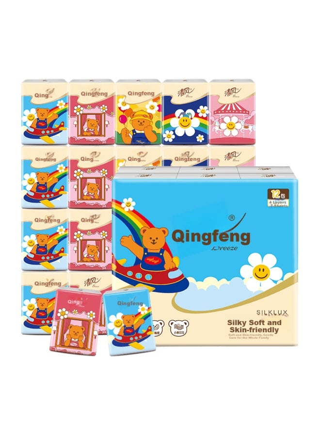 APP Qingfeng Unscented Handkerchief Tissue 4-ply 7 Sheets * 12 Packs Wiggle Collaboration Portable Large Size Tissue Pack - Image 5