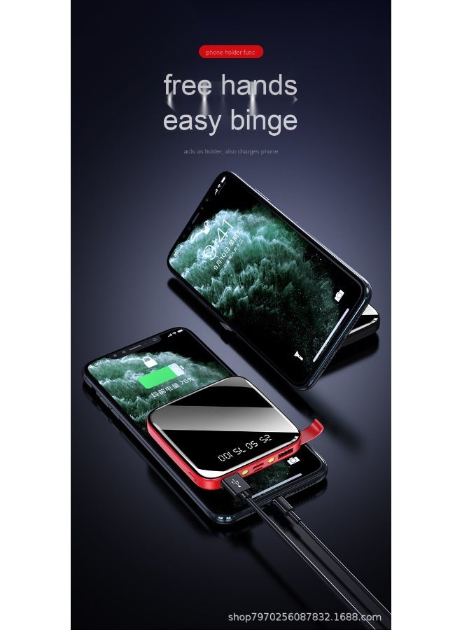 10,000mAh Creative Mini Mirror Power Bank - High Capacity Portable Charger with Built-in Phone Stand - Image 4