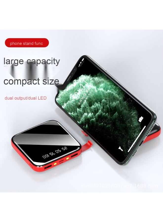 10,000mAh Creative Mini Mirror Power Bank - High Capacity Portable Charger with Built-in Phone Stand - Image 1