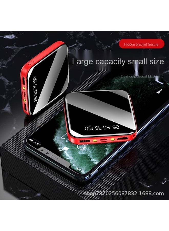 10,000mAh Creative Mini Mirror Power Bank - High Capacity Portable Charger with Built-in Phone Stand - Image 2