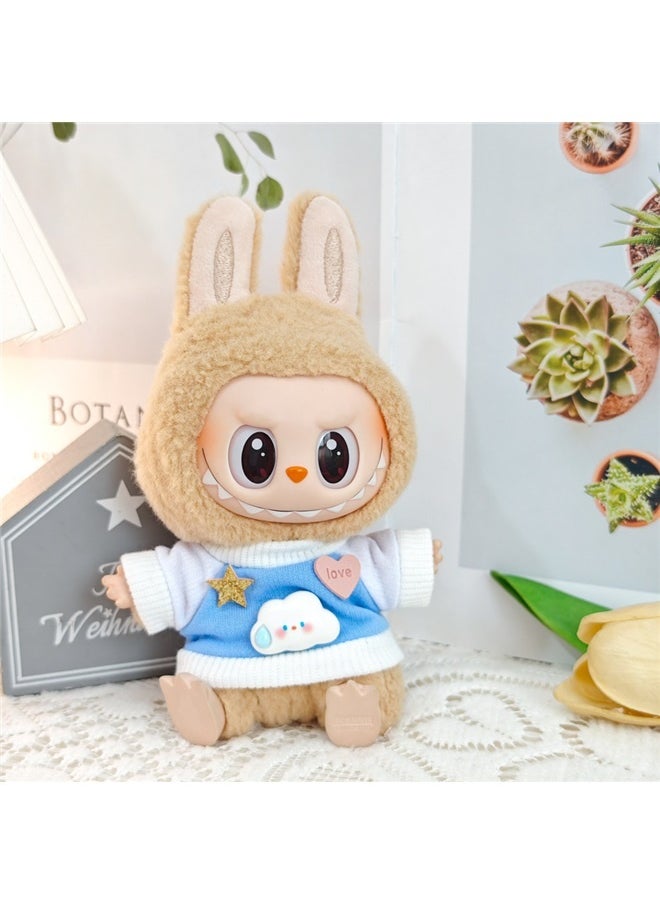 yongsheng The Plush Vinyl Baby Clothes Replacement Sweater Duck Tongue Hat-Specifications:The First Generation And Second Generation Bull Cloth Pendant Baby Clothes (excluding Baby)-Color:Cloud Blue Sweatshirt + Blue Peaked Cap + Decorative Black Camera (excluding Baby)  - Image 3