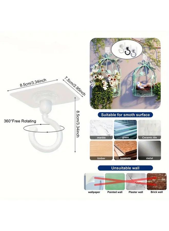 Gray Heavy Duty 360 Rotating Self Adhesive Ceiling Hooks No Drill Damage Free Hanging - Image 4