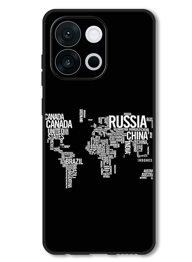 Theodor Case Compatible with OnePlus 13T 6.32 Inch Protection Shockproof Bumper Cover Written World Map - Image 1