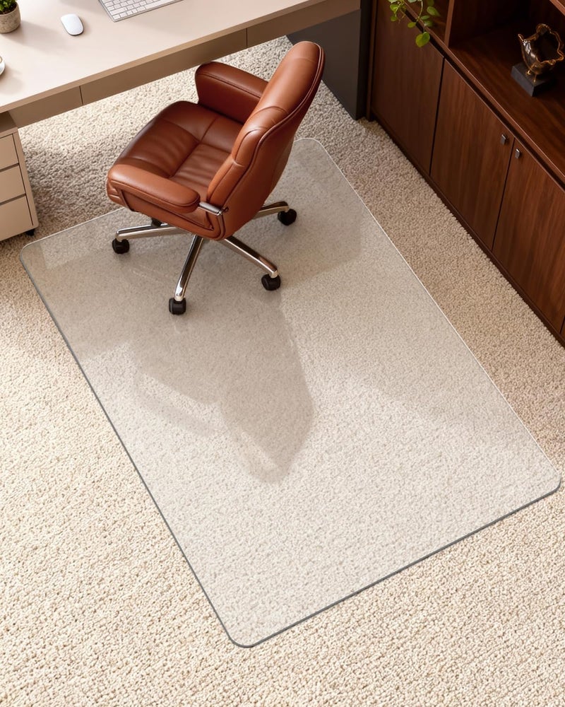 Soimeat Hard Frosted Office Chair Mat for High Pile Carpet and Hardwood Floor, 32" x 47.2" Anti-Slip Computer Rolling Chair Mat, Heavy Duty Chair Pad Under Desk Carpeted Floor Protector for Home, 1PCS - Image 1