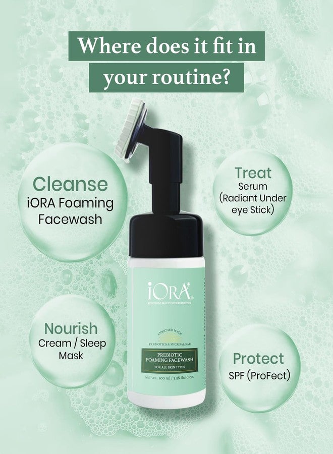 iORA Prebiotic Foaming Face Wash with Silicone Brush - 100gm | Deep Cleanses, Hydrates & Fights Acne | Enriched with Sea buckthorn, Green Tea & Neem| Sulfate Free , Paraben Free | Ideal for All Skin Types | For Men & Women | Pack of 3 - Image 3