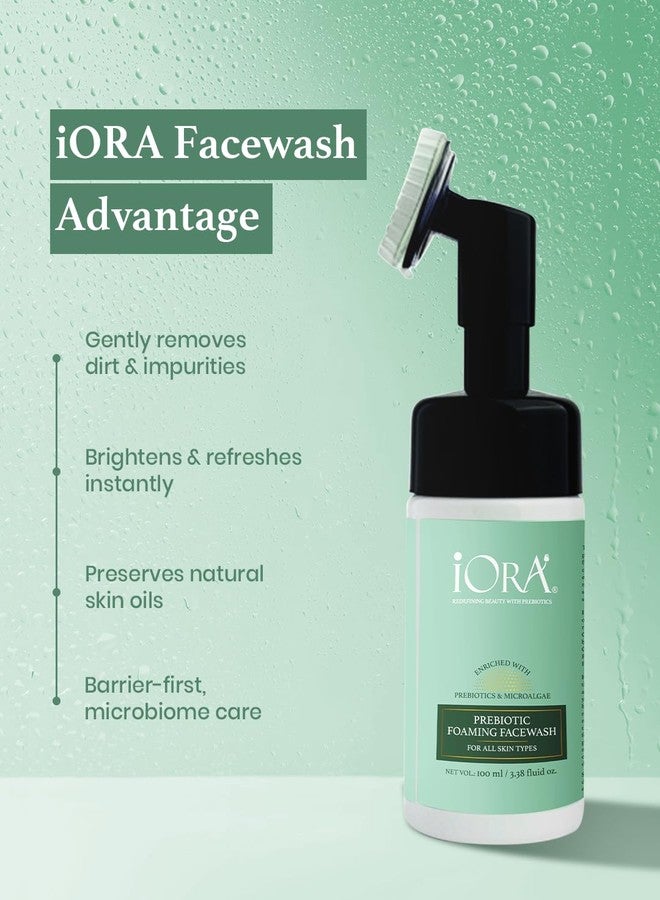 iORA Prebiotic Foaming Face Wash with Silicone Brush - 100gm | Deep Cleanses, Hydrates & Fights Acne | Enriched with Sea buckthorn, Green Tea & Neem| Sulfate Free , Paraben Free | Ideal for All Skin Types | For Men & Women | Pack of 3 - Image 4