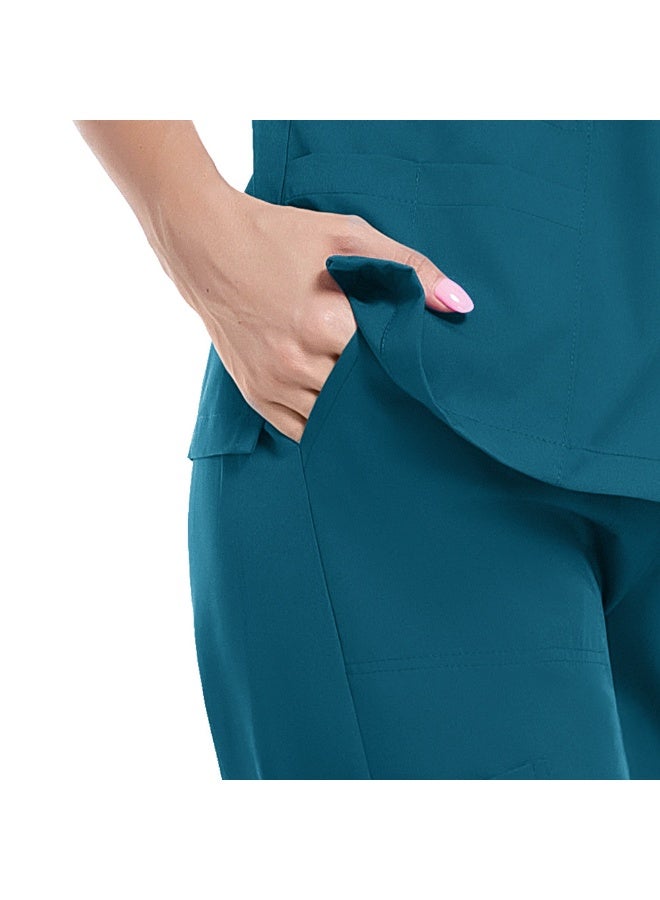 Loquat Womens Medical Scrubs Set Medical Uniform Set Azure Blue - Image 5