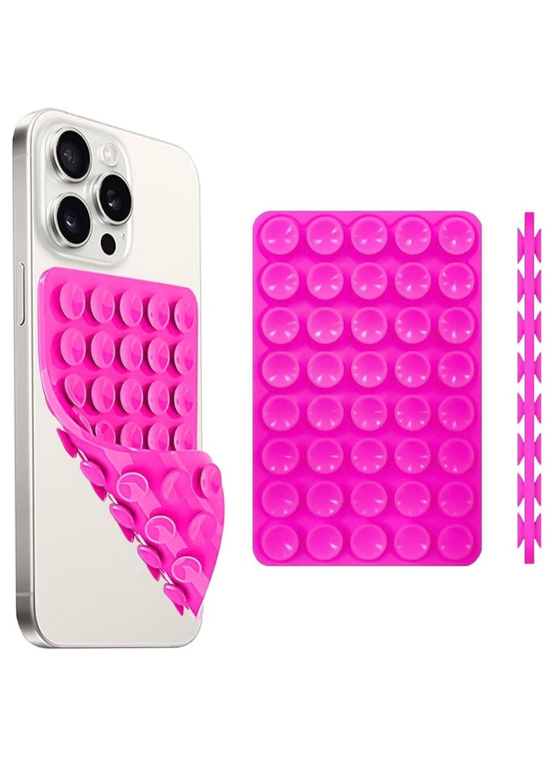 جراب هاتف من السيليكون الماص، قبضة لاصقة غير قابلة للانزلاق للهاتف المحمول لحامل قوي للصور الشخصية ومقاطع الفيديو (وردي فاقع) - Image 1