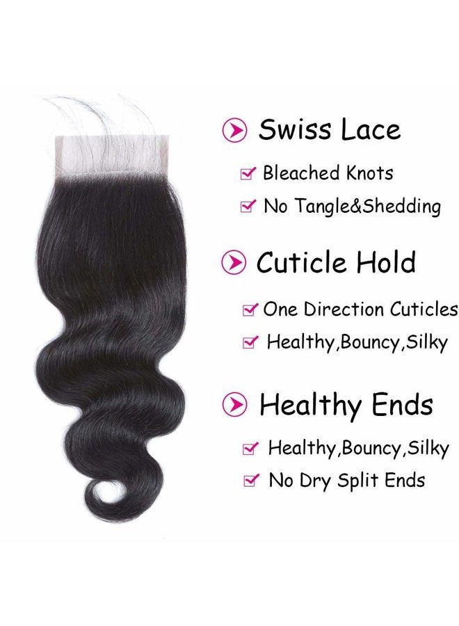 DMS Body Wave Human Hair Lace Closure 4x4 Free Part Swiss Lace Closure 12A Brazilian Virgin Hair Top (10 Inch) - Image 4