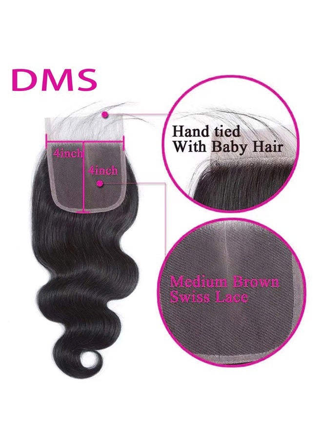 DMS Body Wave Human Hair Lace Closure 4x4 Free Part Swiss Lace Closure 12A Brazilian Virgin Hair Top (10 Inch) - Image 3