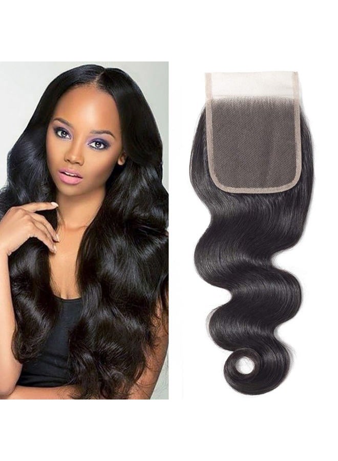 DMS Body Wave Human Hair Lace Closure 4x4 Free Part Swiss Lace Closure 12A Brazilian Virgin Hair Top (10 Inch) - Image 1