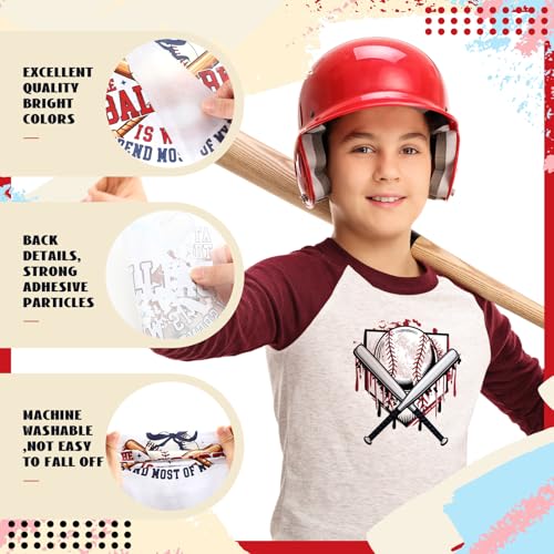 Tellingyou 36 Sheets Iron on Transfers Patches Dtf Ready to Press Vinyl Iron on Patch Embroidered Applique for T Shirt Jacket Pillow Covers Backpack Hoodies DIY Decorations(Baseball) - Image 2