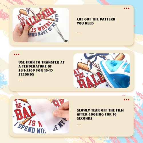 Tellingyou 36 Sheets Iron on Transfers Patches Dtf Ready to Press Vinyl Iron on Patch Embroidered Applique for T Shirt Jacket Pillow Covers Backpack Hoodies DIY Decorations(Baseball) - Image 4